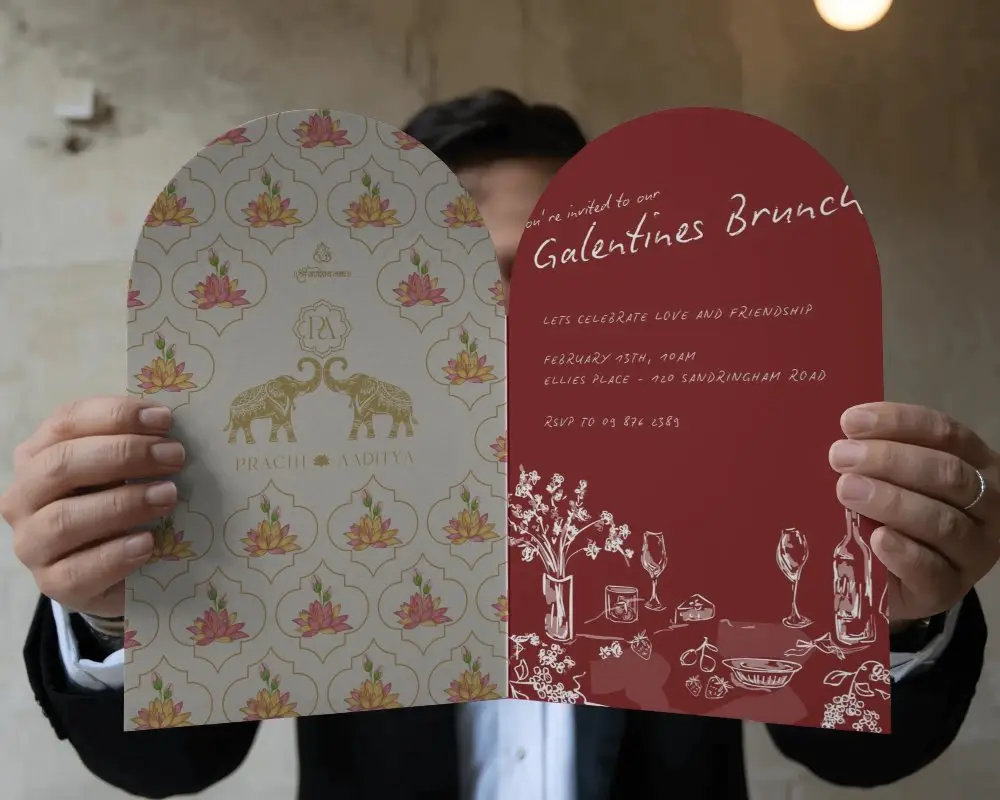 Blank Arched Invitation Card Mockup Held By Person For Event Invites And Promotion Use