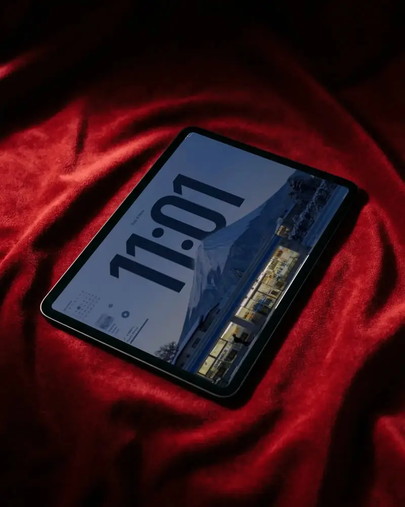 Portable Ipad Mini Device Mockup Placed On Luxury Fabric For Creative Tech Showcase