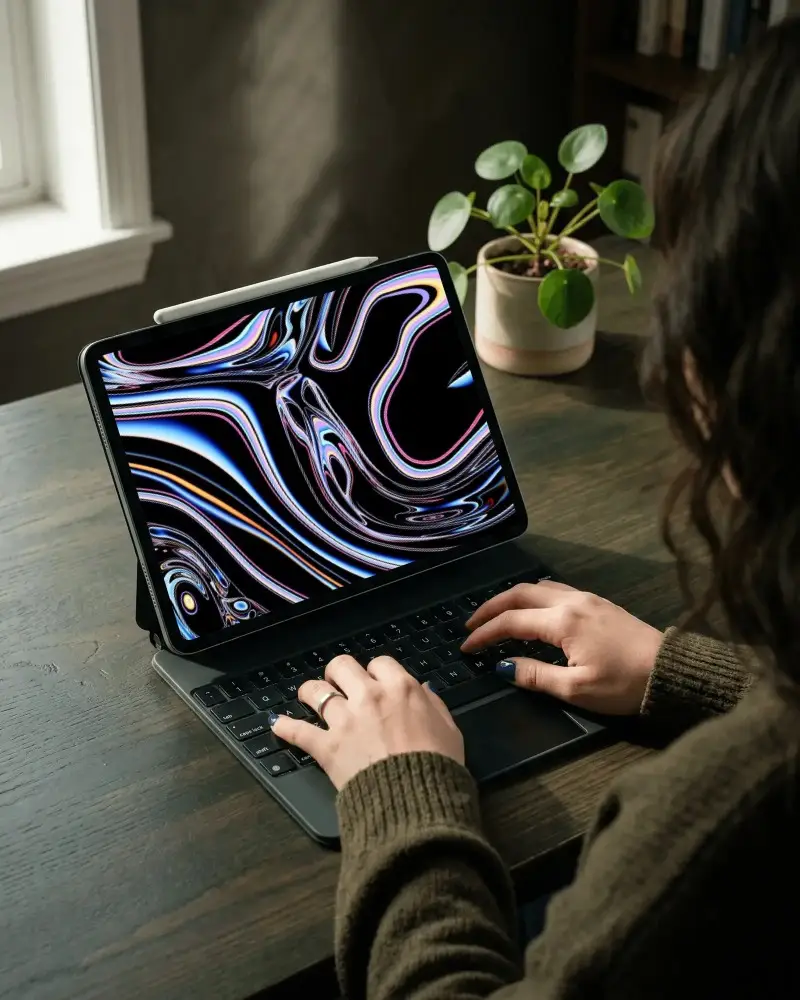 Sleek Tabletop Ipad Pro Mockup With Accessories For Digital Drawing And Typing Tasks