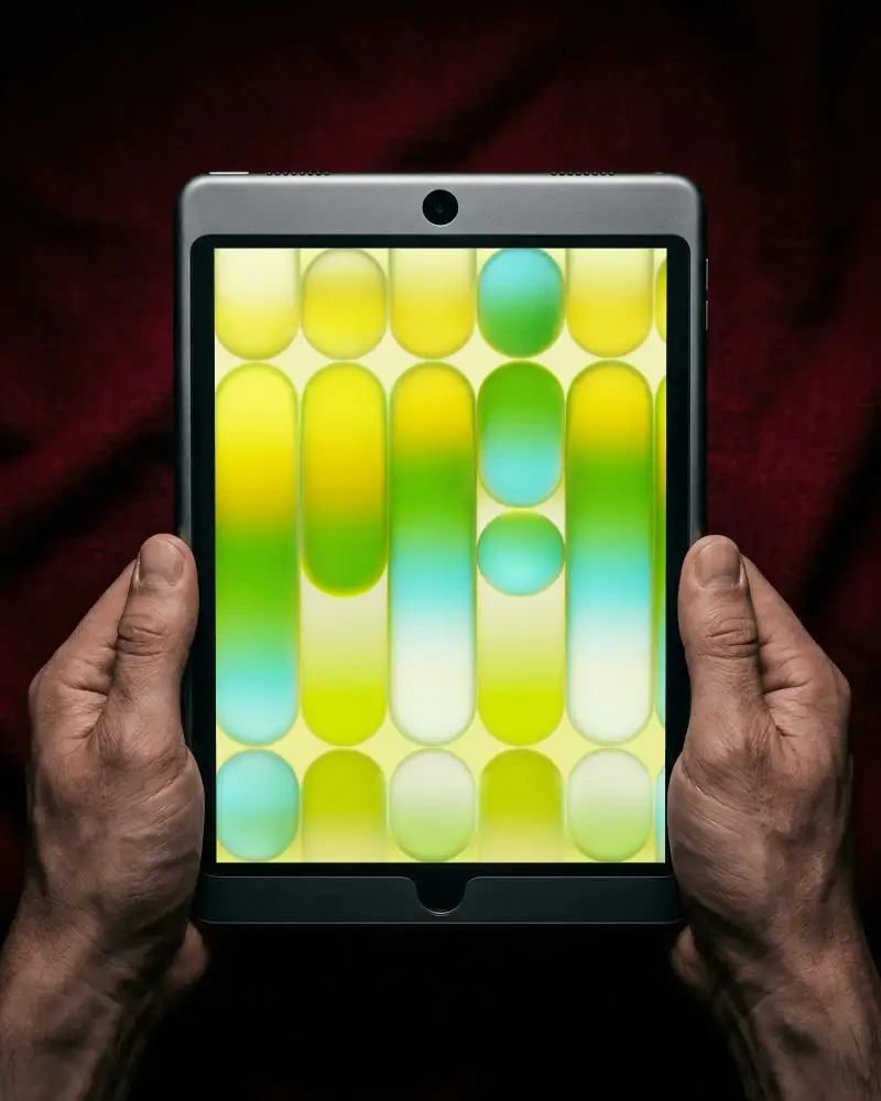 Hands Holding Ipad Mini Mockup With Blank Screen For Digital Content Presentation