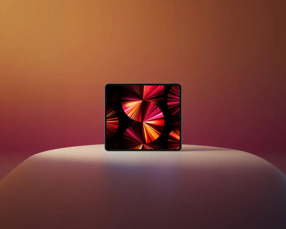 Sleek Ipad Air Mockup On Minimalist Smooth Surface With Gradient Background For Presentation