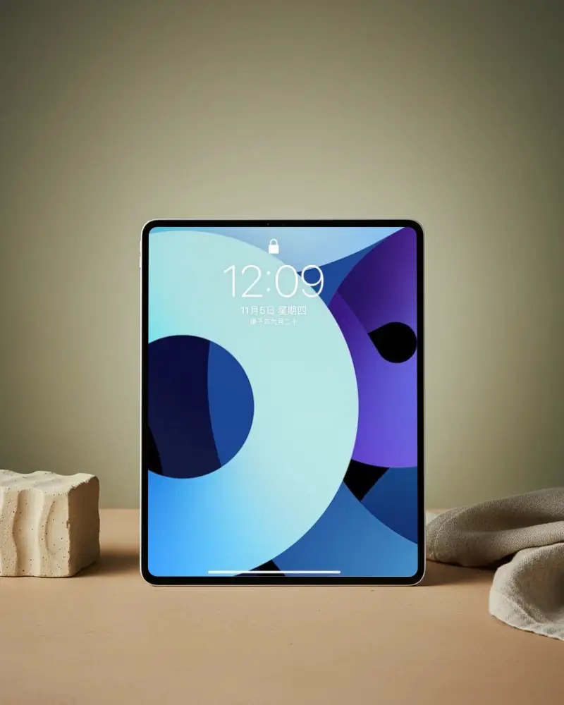 Minimalistic Ipad Pro Mockup On Beige Surface With Neutral Background For Design Presentation