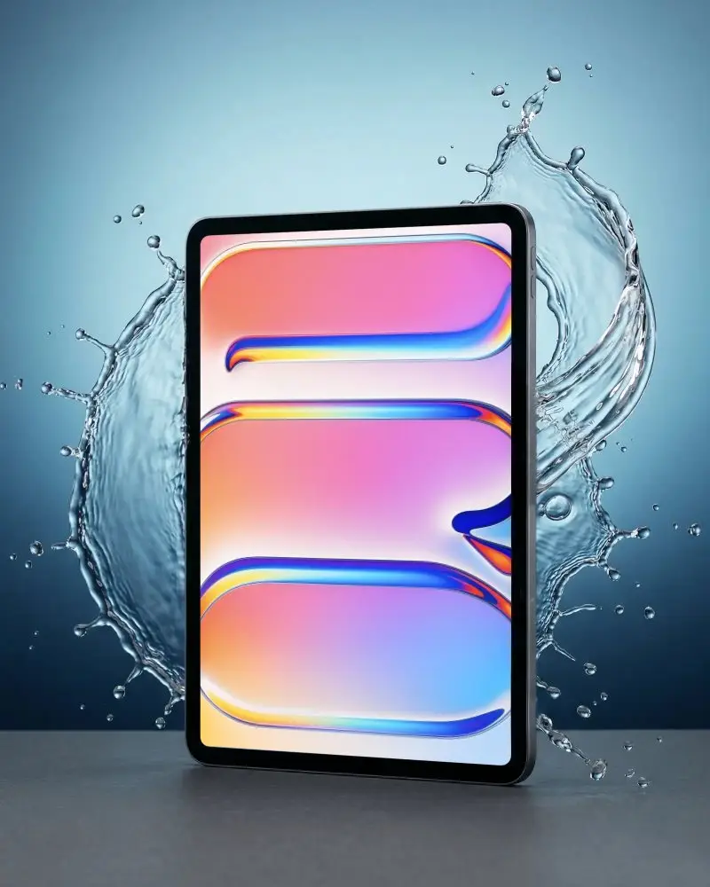 Sleek Ipad Pro Mockup Showcasing Water Splash For Interactive App Display And Marketing