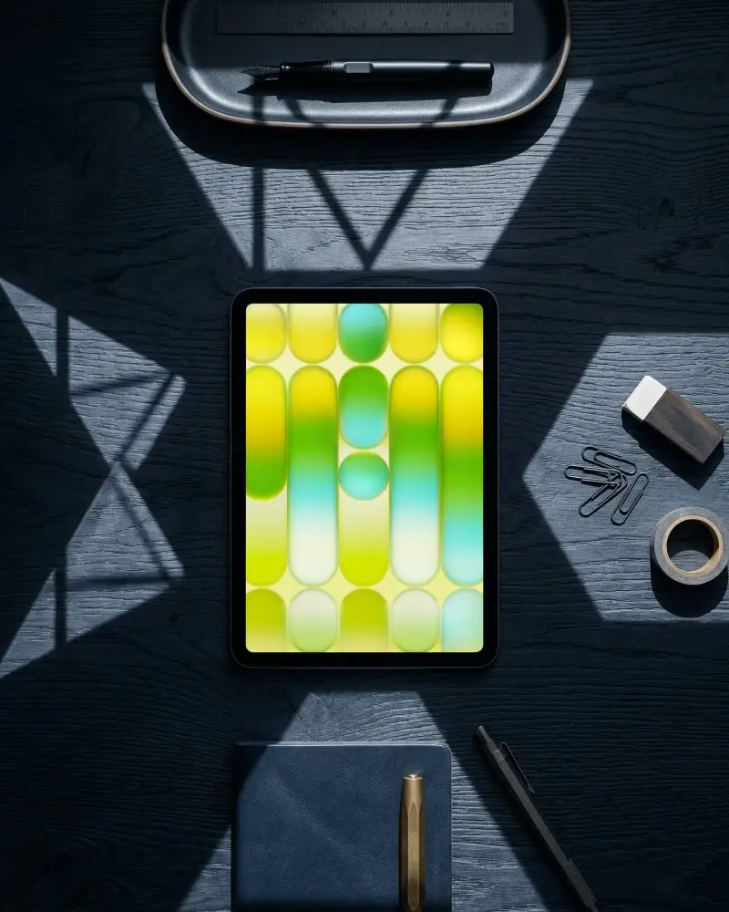 Professional Ipad Mini Mockup With Stylish Office Accessories For Creative Productivity Workspaces