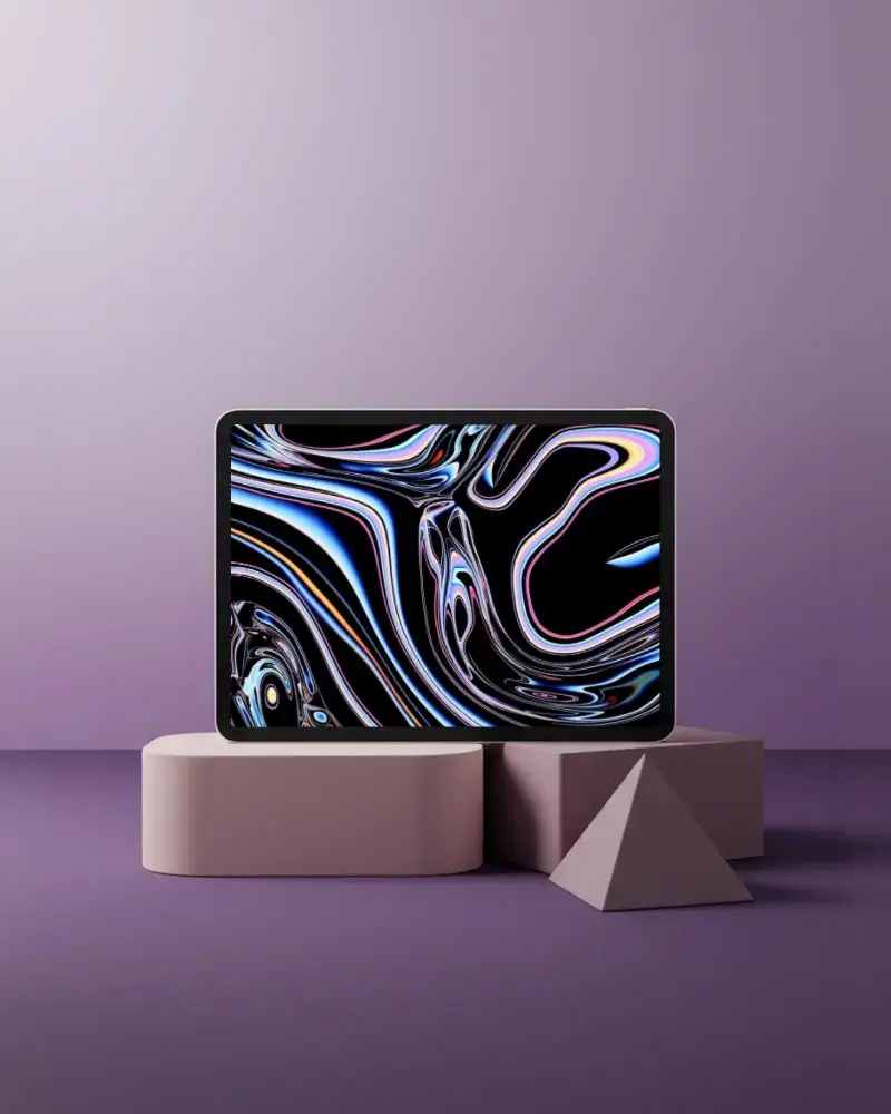 Sleek Ipad Pro Mockup With Blank Screen On Abstract Shapes For Ui Ux Design