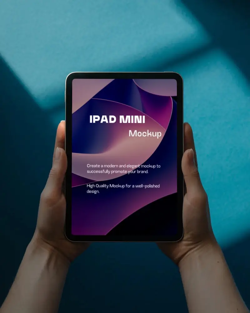 Hands Holding Ipad Mini Mockup Digital Device Display Blank Screen Technology