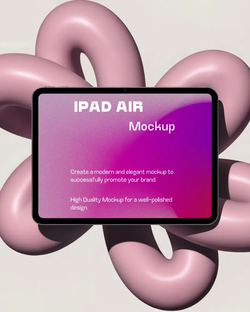 Ipad Air Horizontal Showcase Over Inflated Balloon Design In Studio Environment