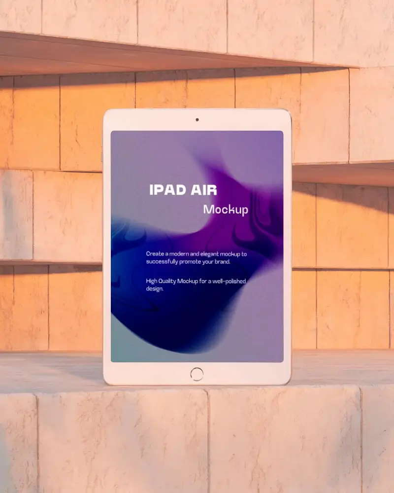 Premium Ipad Air Mockup White Device In Architectural Setting With Orange Toned Shadows
