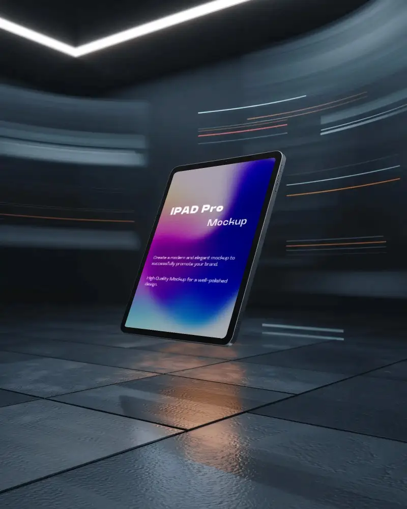 ipad-pro-mockup-floating-on-glossy-tile-in-dark-room-with-blurred-light-trails-and-motion