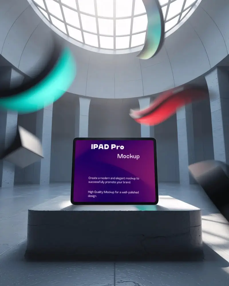 cinematic-ipad-pro-mockup-in-grand-hall-with-curved-glass-roof-and-colored-motion-trails