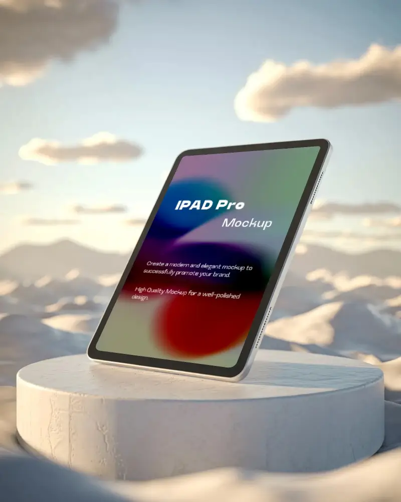 elegant-ipad-pro-mockup-in-dreamy-high-altitude-cloud-scene-on-cylindrical-base