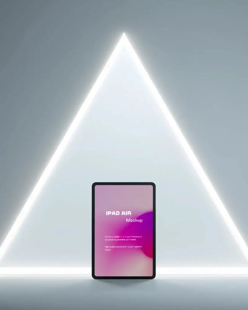 elegant-ipad-air-mockup-centered-against-illuminated-triangle-backdrop-in-futuristic-minimal-design