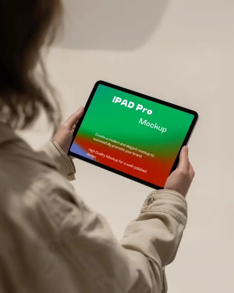 Modern Ipad Pro Mockup Digital Tablet In Hands Person Viewing Screen In Soft Natural Light