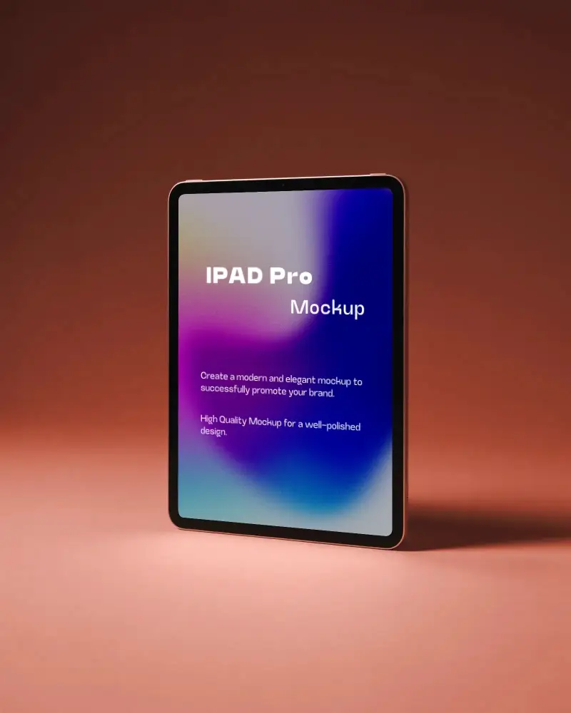 Premium Ipad Pro Digital Mockup Standing Display In Modern Editorial Studio Scene