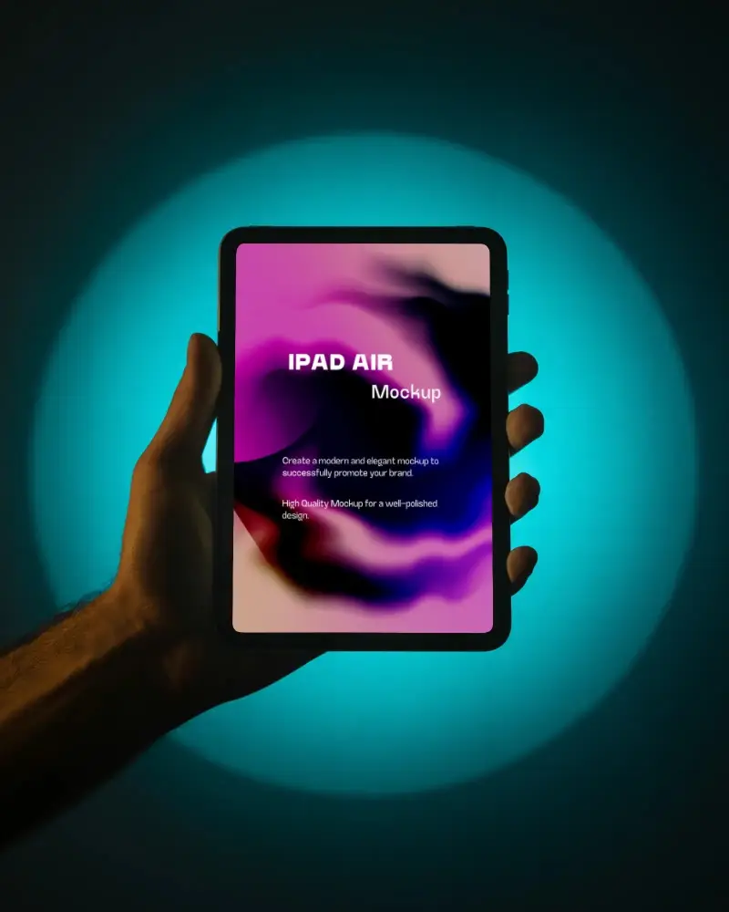 Hand Holding Ipad Air Blank Screen Technology Gadget Mockup Digital Device Display