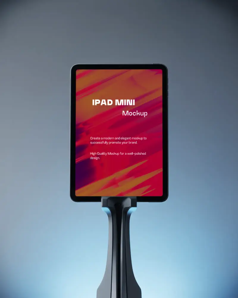 Modern Ipad Mini Mockup On Innovative Stand For Device Presentation And Digital Content Showcase