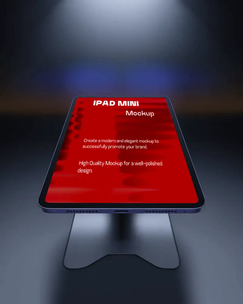 Modern Ipad Mini Mockup Floating On Minimalistic Stand Perfect For Digital Product Showcases