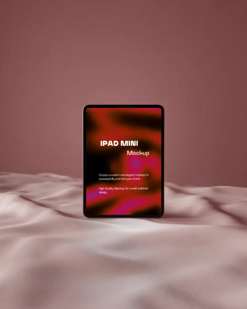 High Resolution Ipad Mini Mockup With Minimalist Soft Fabric Background For Digital Presentations