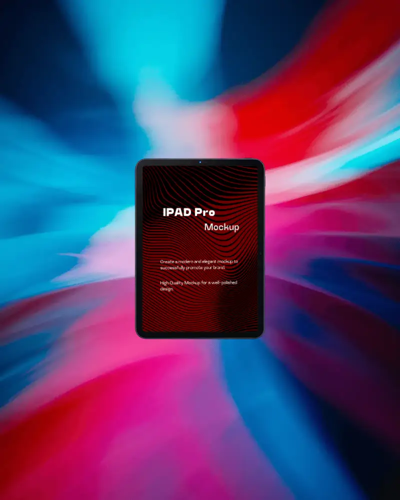 Sleek Ipad Pro Mockup With Dark Screen On Vibrant Abstract Colorful Background For Presentation