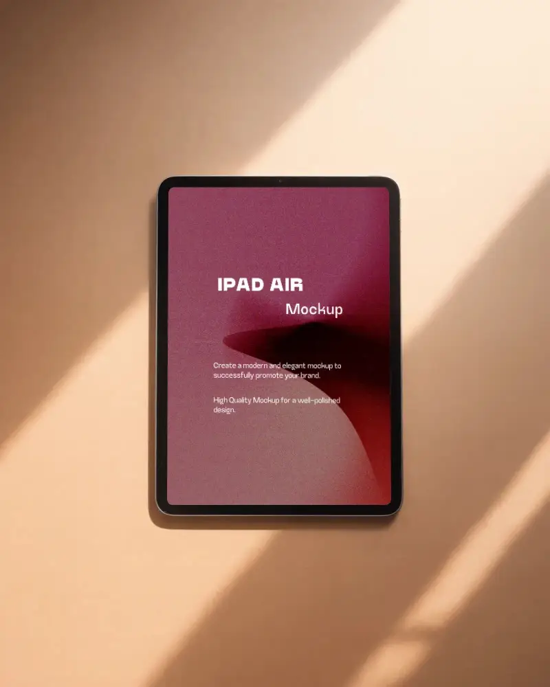 Blank Ipad Air Screen Mockup Centered On Soft Shadows Background For Web Design Showcase