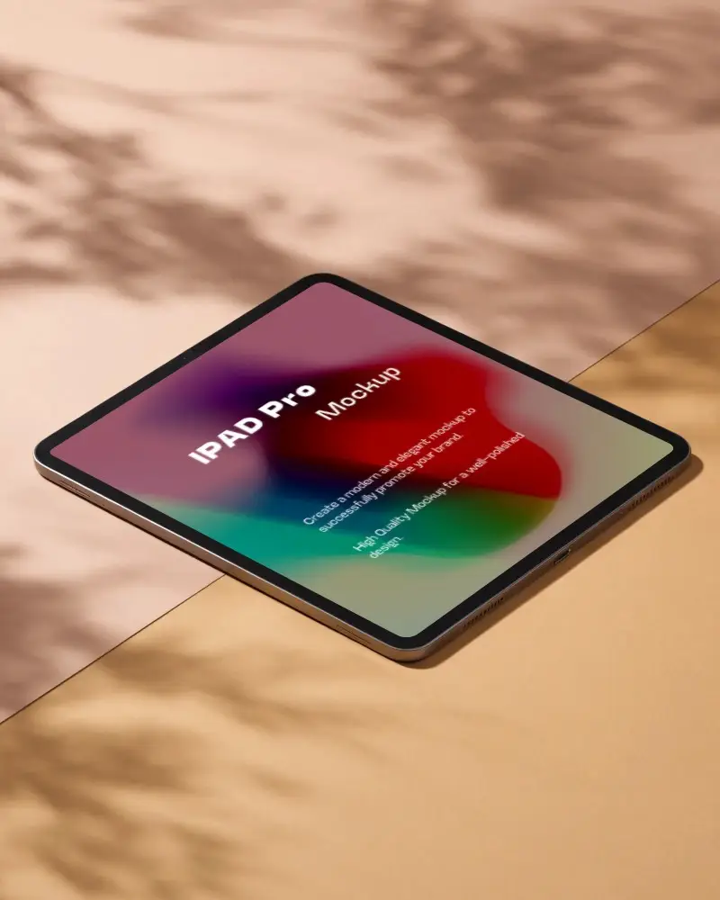 Sleek Ipad Pro Mockup On Minimalist Split Background With Soft Shadow Effects For Ui Display
