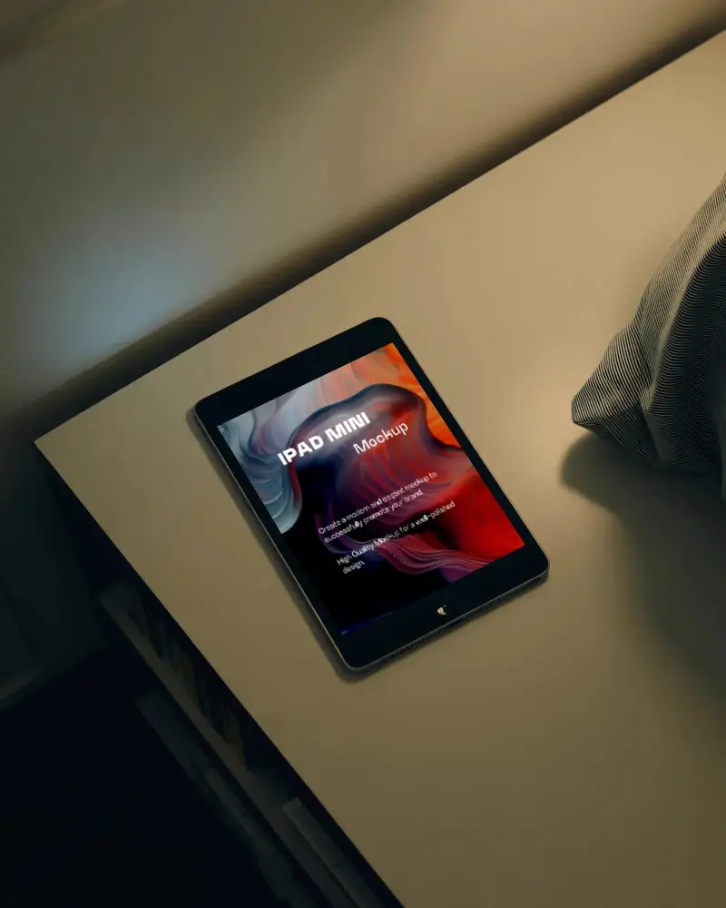 Sleek Ipad Mini Mockup On Modern Flat Surface With Minimalist Background Stylish Electronic Device