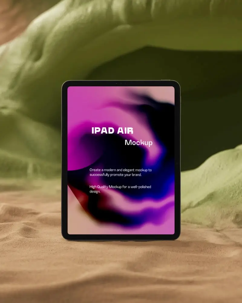 Ipad Mockup Air Displaying Black Screen On Textured Fabric Background For App Showcase