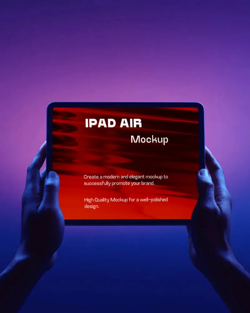 Hands Holding Ipad Air Mockup Device Digital Tablet Mockup Technology Gadget Screen
