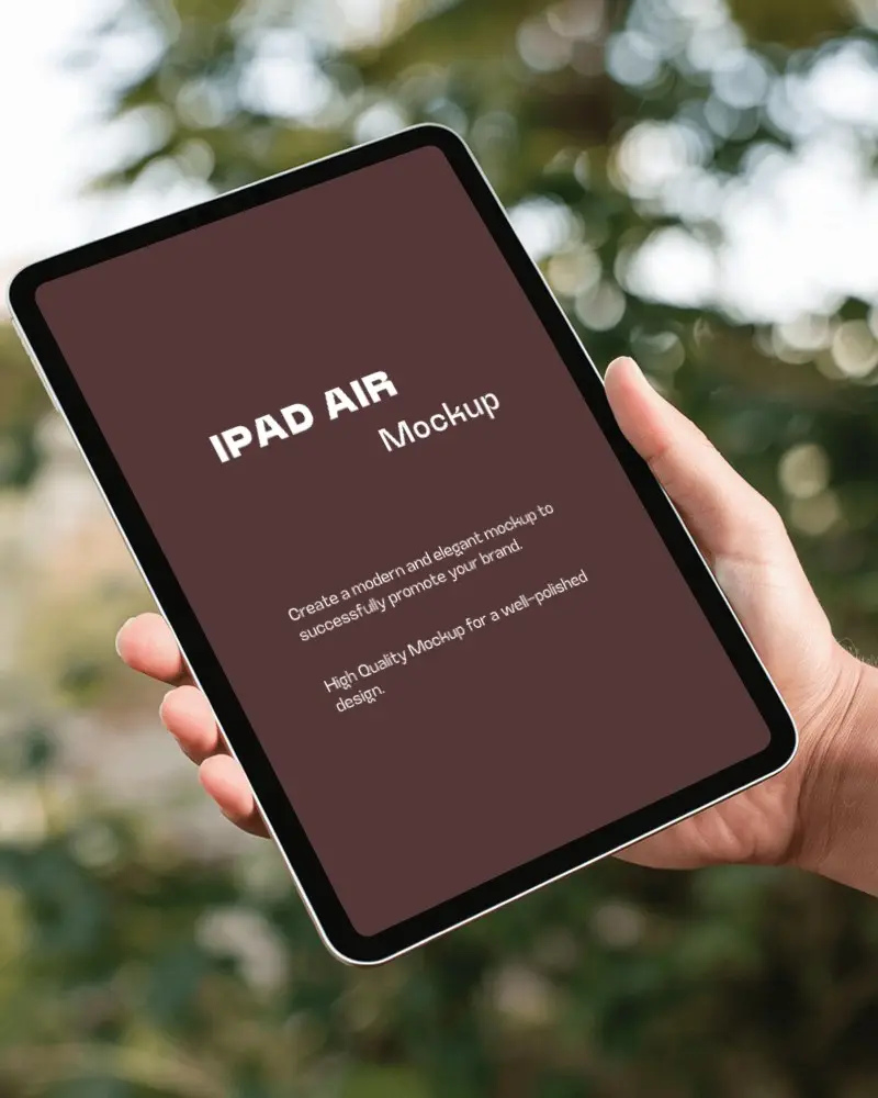 Hand Holding Ipad Mockup Outdoor View