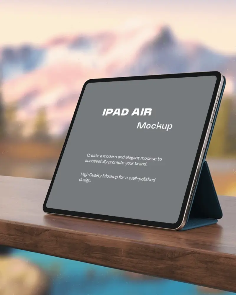Scenic Ipad Mockup With Mountain Background