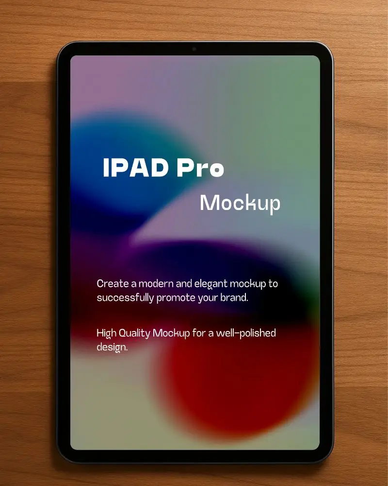 Top View Ipad Mockup On Wooden Desk Clean Digital Tablet Display With Natural Lighting Warm Minimal Workspace Vibe