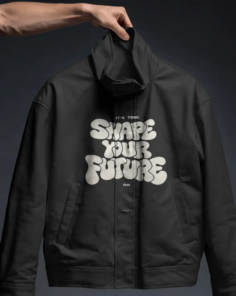 Premium Casual Leather Jacket Mockup With Stylish Pocket Design And Modern Zipper Closure For Men