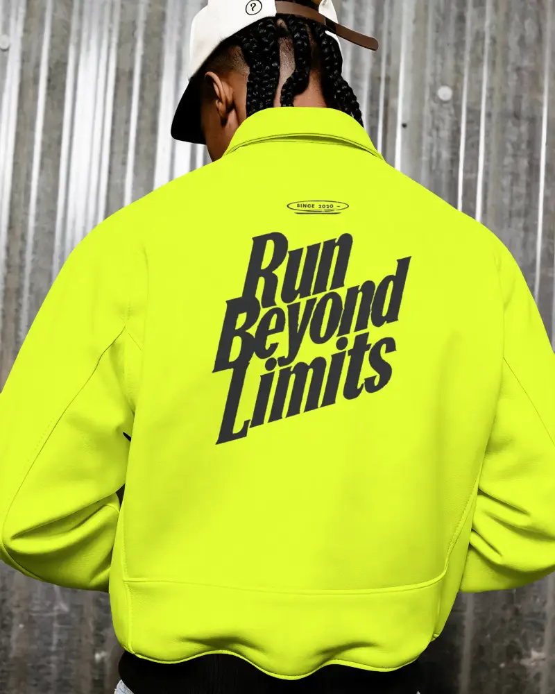 Premium Leather Jacket Mockup Back View Urban Style Minimalist Design Trendy Outerwear Clothing