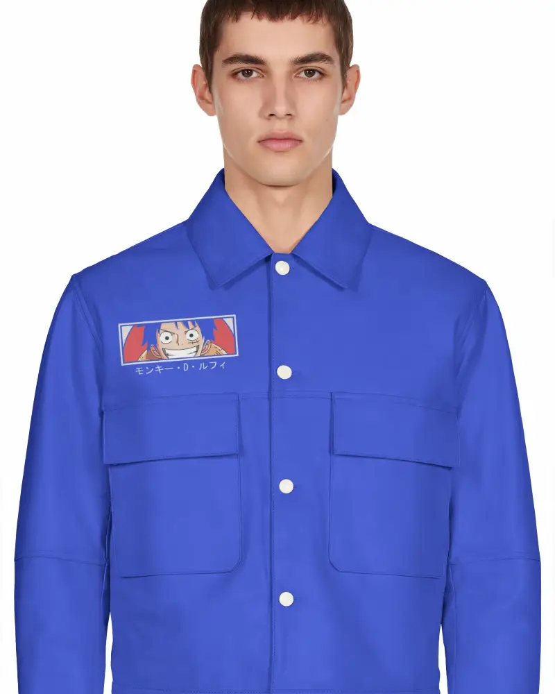 Premium Leather Jacket Mockup With Large Front Pockets And Buttoned Closure For Men