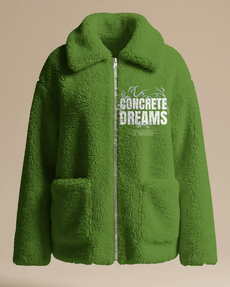 Plush Fleece Winter Jacket Mockup With Full Zipper Casual Wear For Cold Weather And Comfort