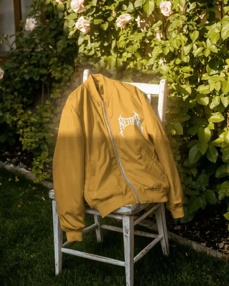 Classic Bomber Style Jacket Mockup With Front Zipper And Elastic Waistband Design