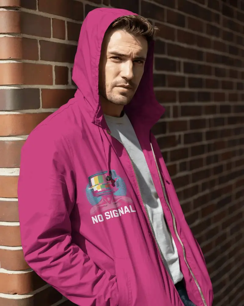 Stylish Urban Zipper Hooded Jacket Mockup For Mens Spring Casual Wear Perfect For Outdoor Adventures