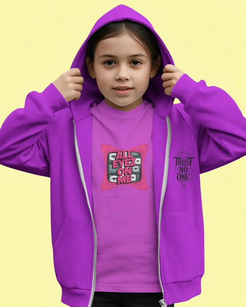 Kids Zip Up Hooded Jacket Mockup Soft Comfortable Fabric For Daily Wear And Outdoor Activities