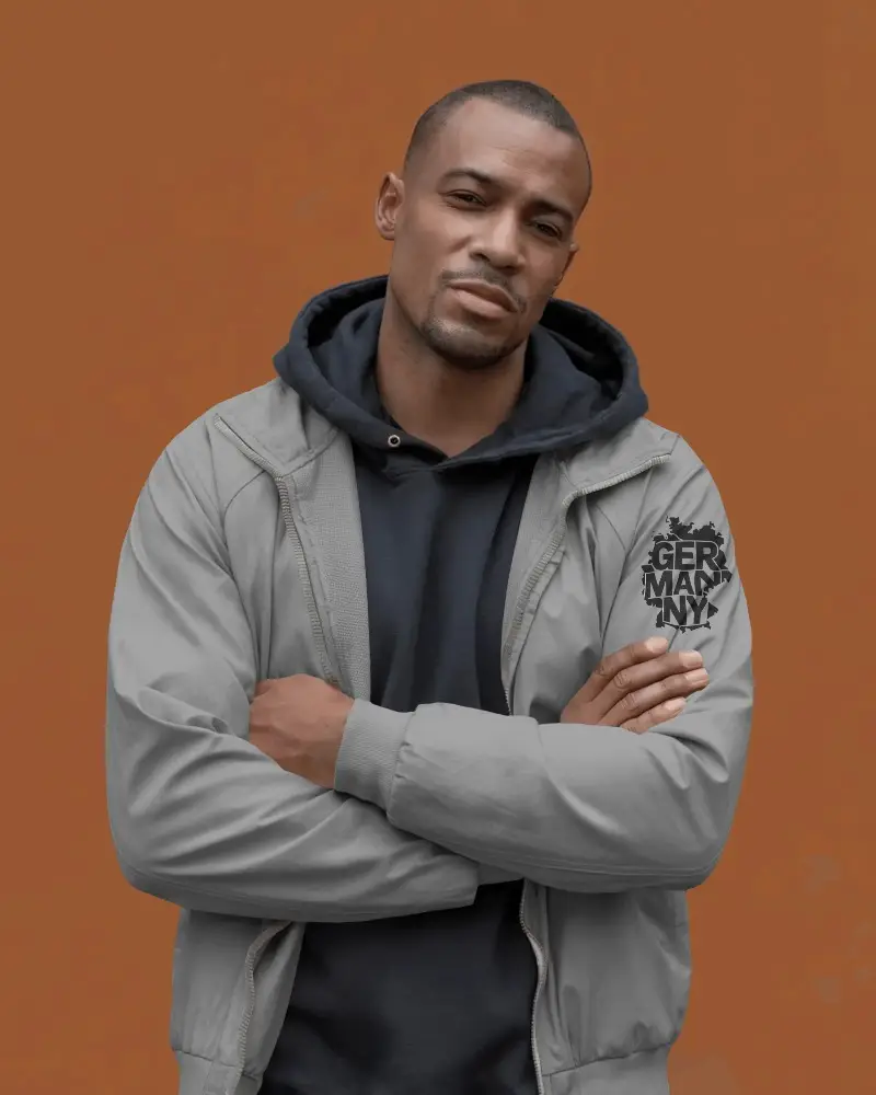 Mens Lightweight Windbreaker Jacket Mockup With Hooded Hoodie Layered Casual Fashion Mockup