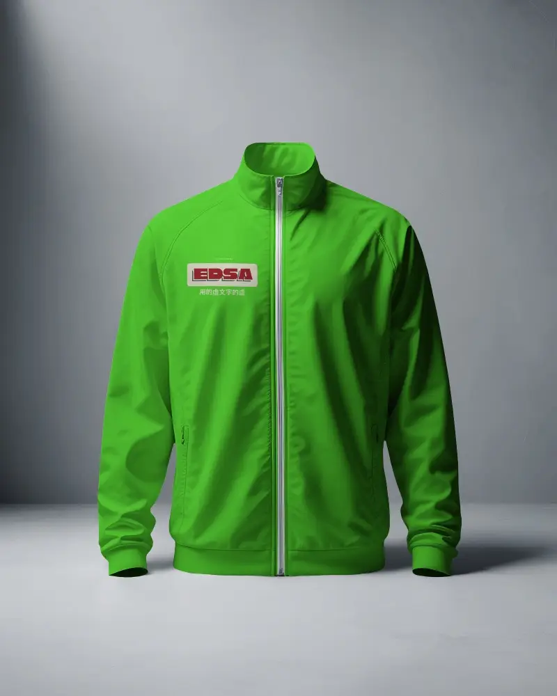 Lime Hoodie Jacket Mockup Full Zipper Front View Sporty Apparel Showcase