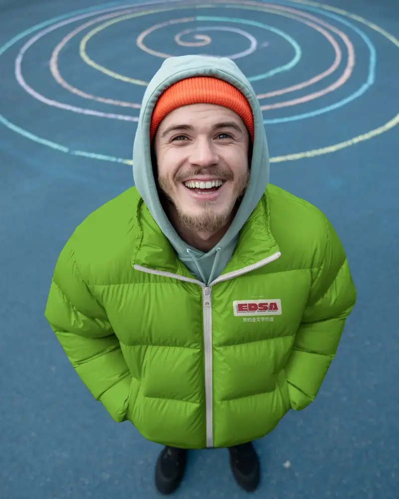 Winter Puffer Jacket Mockup With Hood For Casual Wear Street Style And Outdoor Adventure Fashion