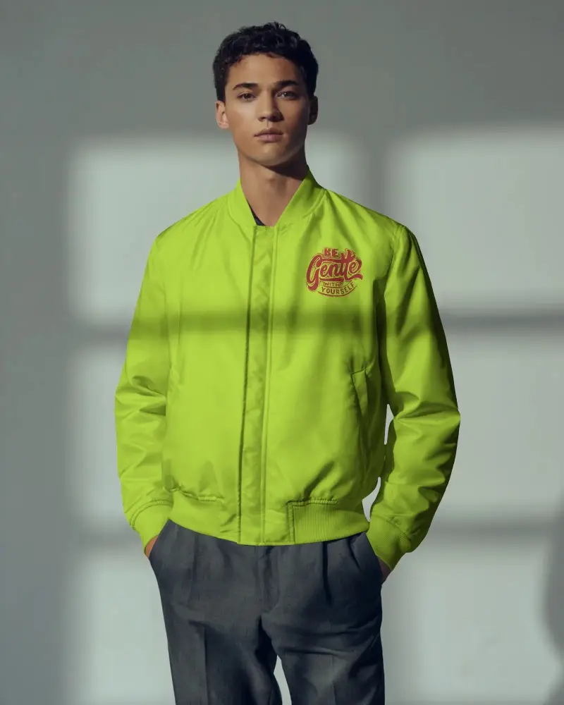 Lightweight Modern Bomber Jacket Mockup With Zip Front And Pockets For Mens Casual Wear