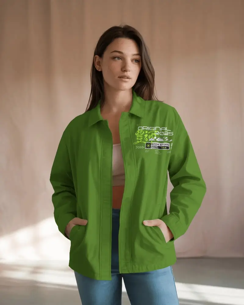 Casual Relaxed Fit Womens Jacket Mockup With Front Pockets For Everyday Fashion Style Look