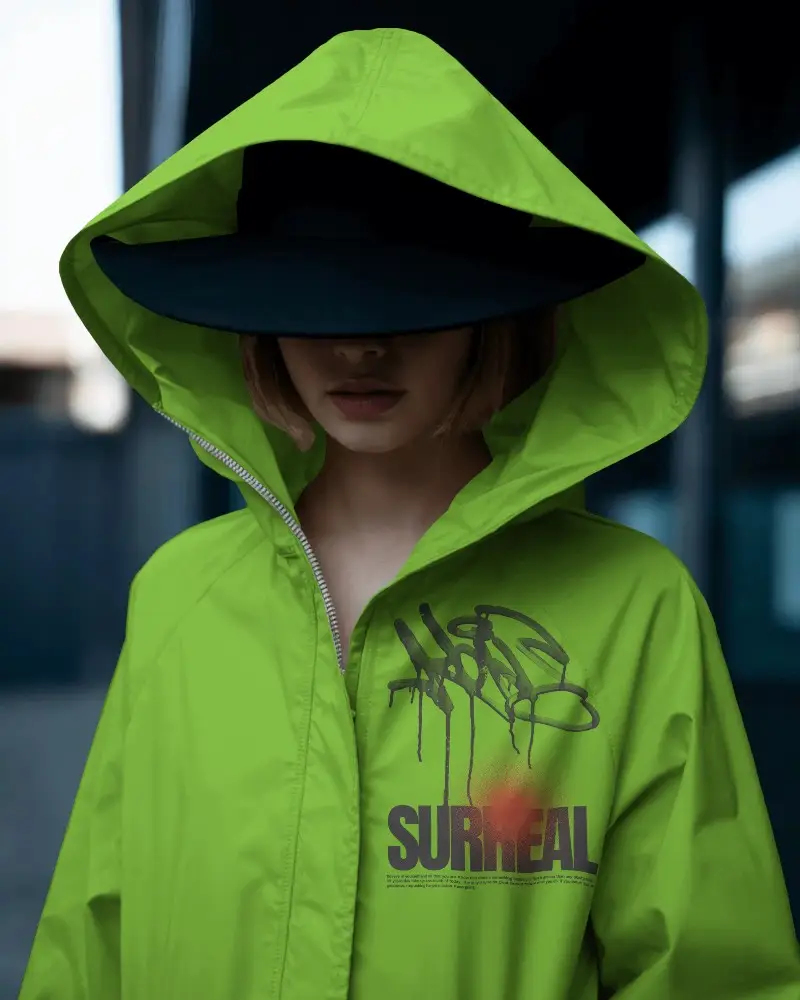 Contemporary Outerwear Hooded Jacket Mockup For Ecommerce Website And Product Presentation