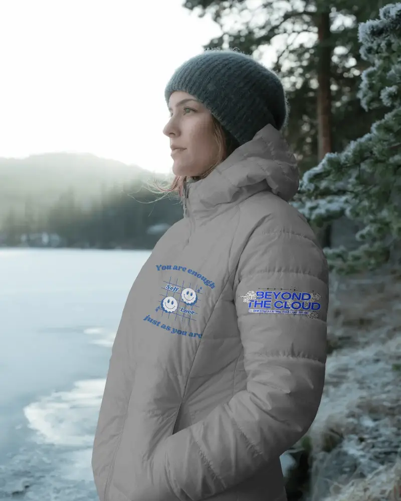 Modern Puffer Jacket Mockup With Hood And Zipper For Casual Winter Clothing Presentations