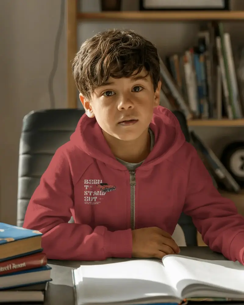 Trendy Youth Hooded Jacket Mockup Durable Zipper Closure For Active Daily Outfits