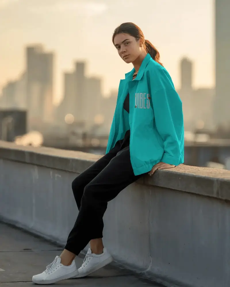 Stylish Womens Lightweight Jacket Mockup For Minimalist Urban Apparel Ad