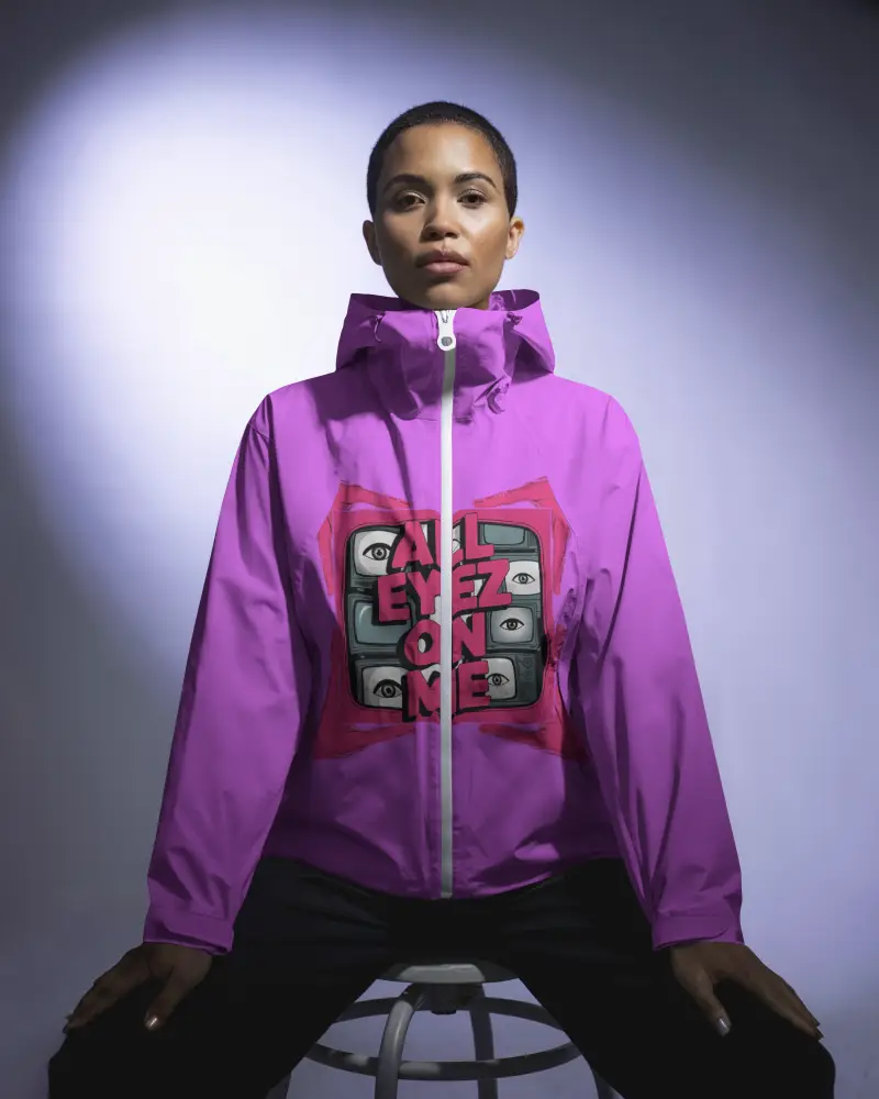 Minimal Studio Jacket Mockup Female Model Seated Front View With Balanced Light And Modern Fashion