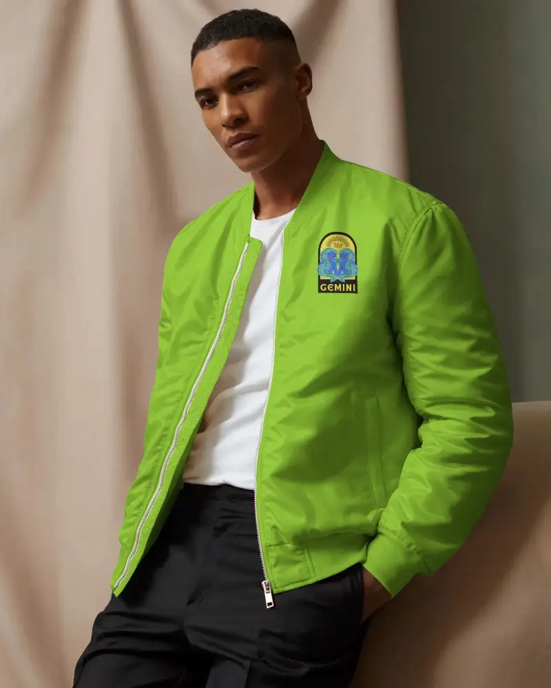 Mens Fashionable Bomber Jacket Mockup With Zipper Front And Modern Tailored Fit For Stylish Look