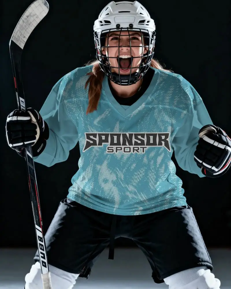Women Ice Hockey Jersey Mockup Sportswear Customizable Athlete Apparel Template Design
